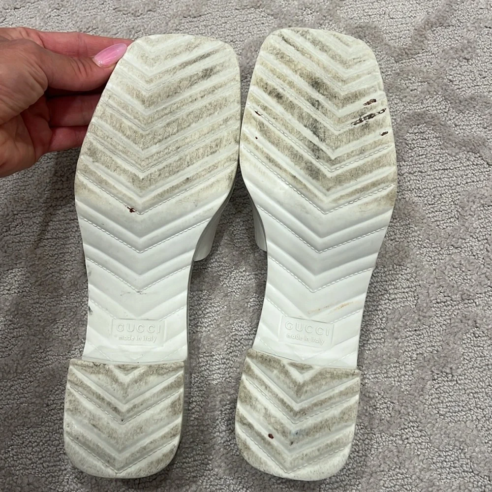 White Gucci jelly rubber platform slip on sandal mule slides size 40